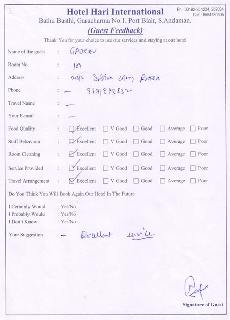 Guest Feedback Card 3
